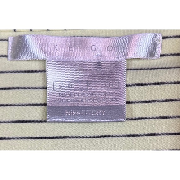 NIKE Women's Golf Polo, Nike Fit Dry, Yellow with Blue Stripes, Size Small - Picture 5 of 7